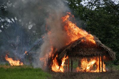 Houses in Barrio de la Revolucion were dismantled and burned to the ground during the eviction