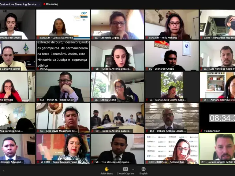 Captura de pantalla de la reunión de zoom 2021 de asistentes de IACHR