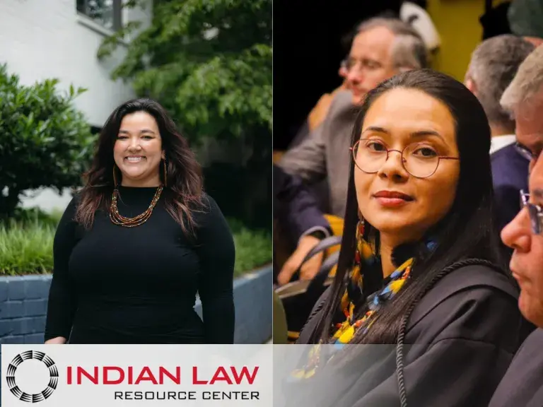 La imagen muestra a Caroline LaPorte y Kari Guajajara