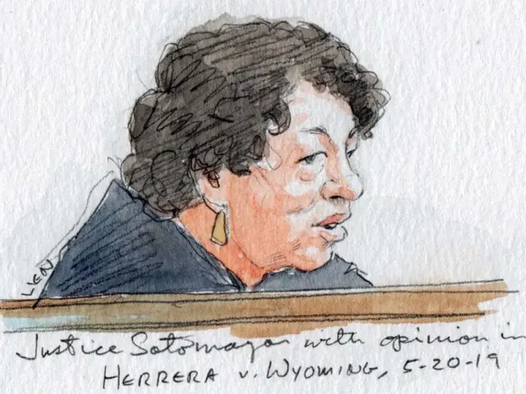 La imagen es un boceto de la justicia Sonia Sotomayor, recolectada de Scotusblog