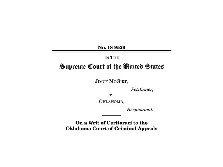 ¡La foto es una captura de pantalla de los documentos de la Corte Suprema para la victoria en McGirt v. Oklahoma!