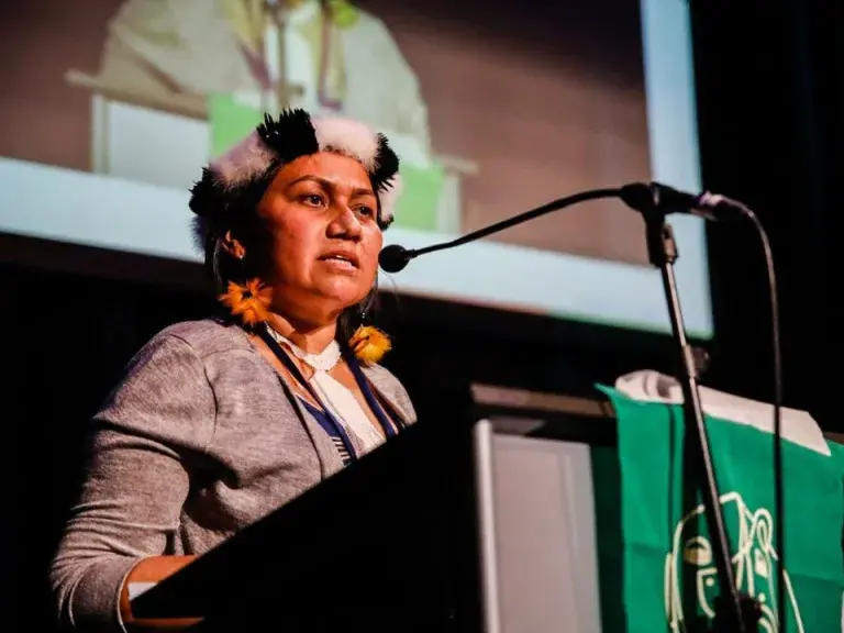 Indigenous Leader speaking in Brazil